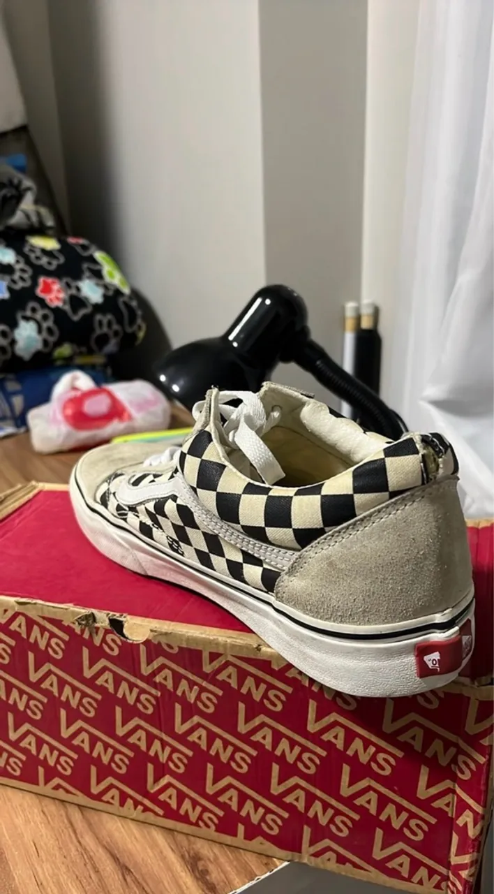 Tênis Vans Old Skool Checkerboard white black
