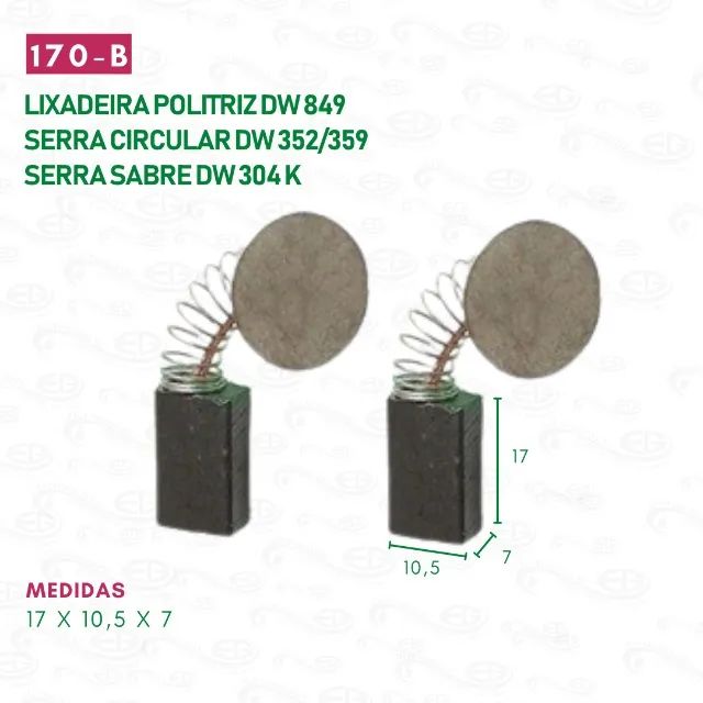 escova carvão para lixadeira politr motor reparo cod: 170- b