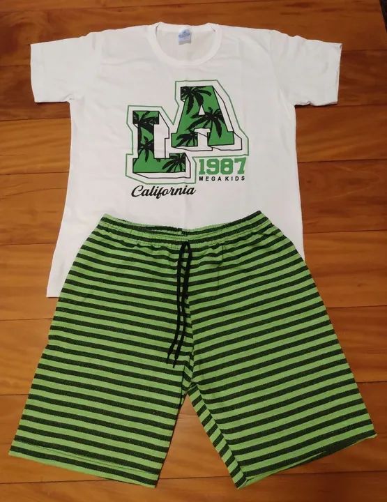 Conjunto Infantil - Camiseta LA 1987 + Bermuda Listrada