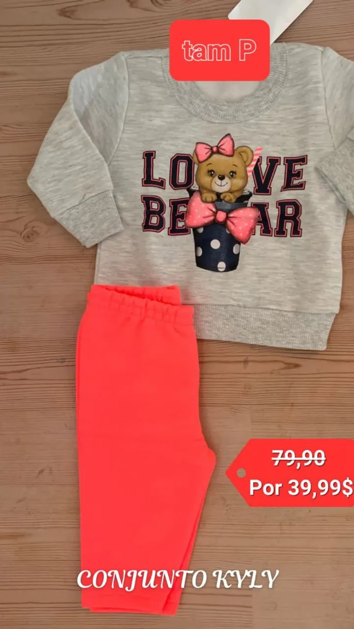 Conjunto Kyly Love Bear - Tam P NOVO