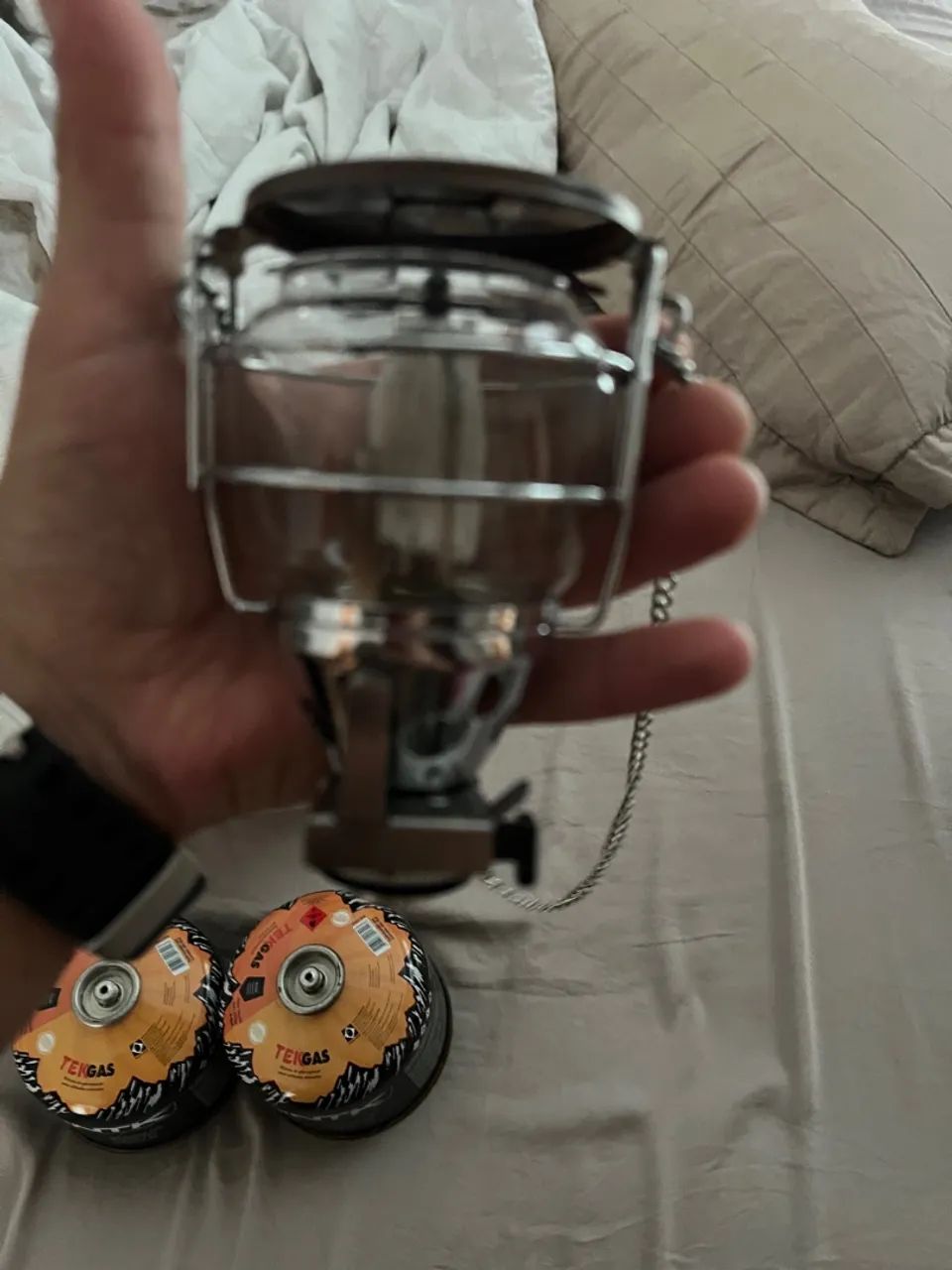 Lampião a gás camping + 2 cartuchos Tek Gas - Foto 3