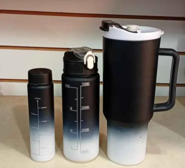 Kit Copo Com Canudo + Duas Garrafas