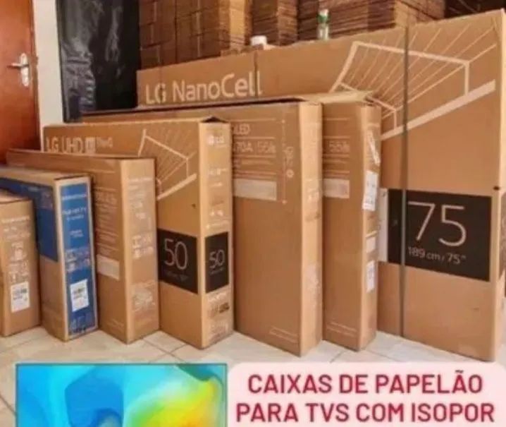 Caixas de papelão para TVs com isopor