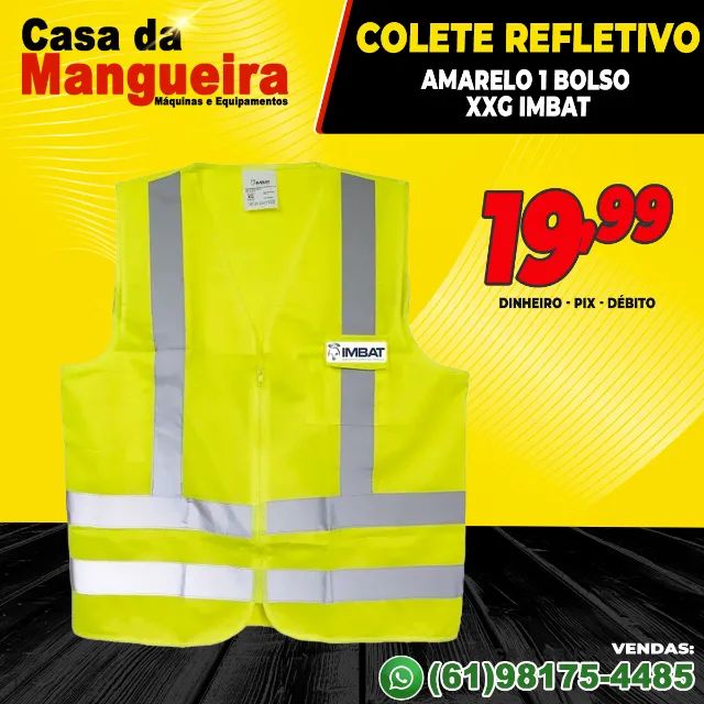 Colete Refletivo Amarelo 1 Bolso XXG Imbat