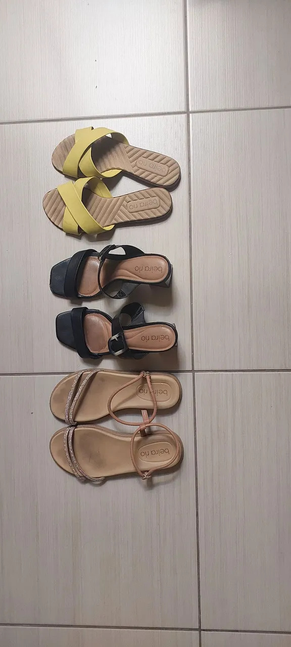 3 Sandálias Beira Rio - Bazar - Brechó - Lote