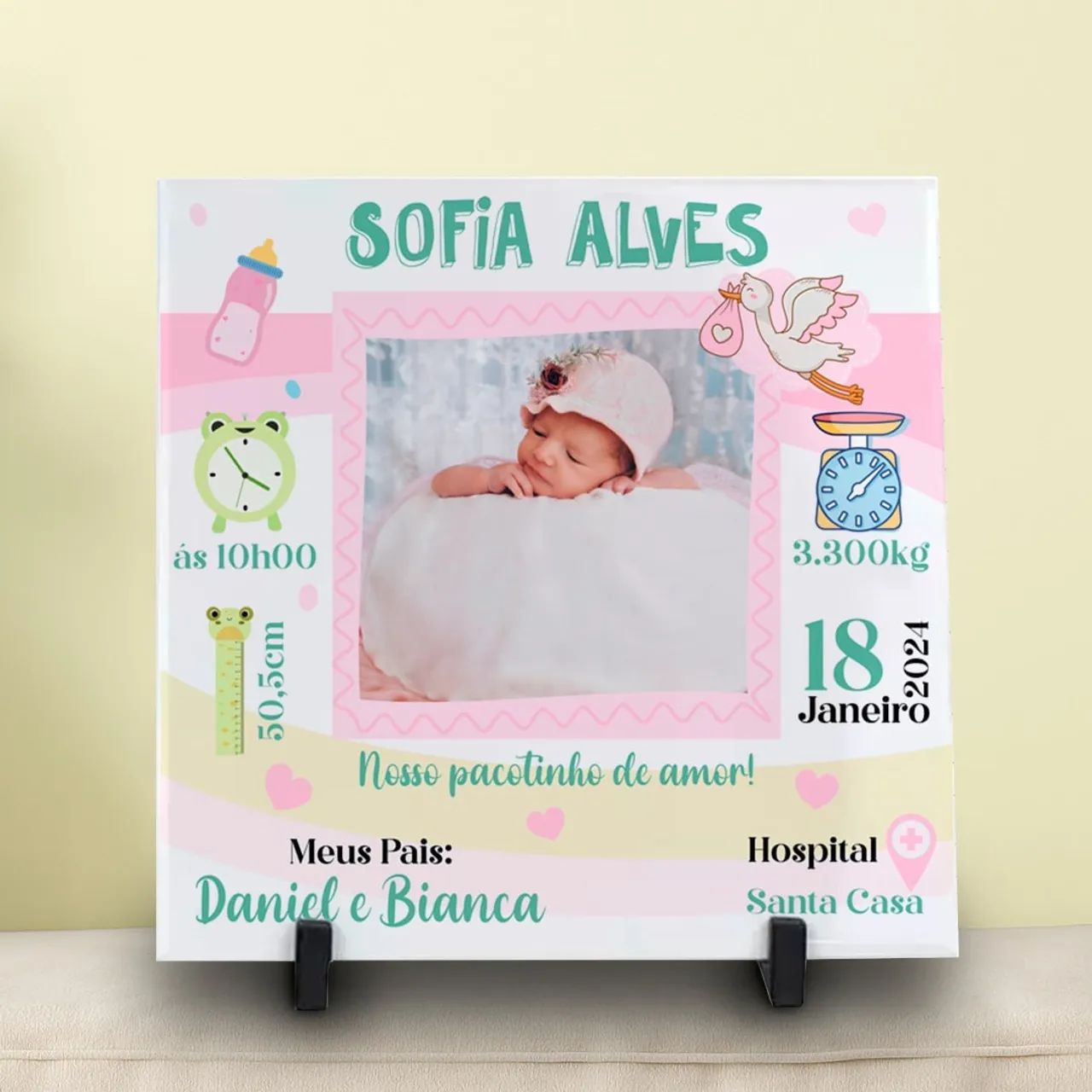 Azulejo 20x20 Lembrancinha Nascimento 64861040551426122