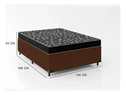 Base Box Casal Marrom com Colchão Casal D20 - Entrega Rápida! 