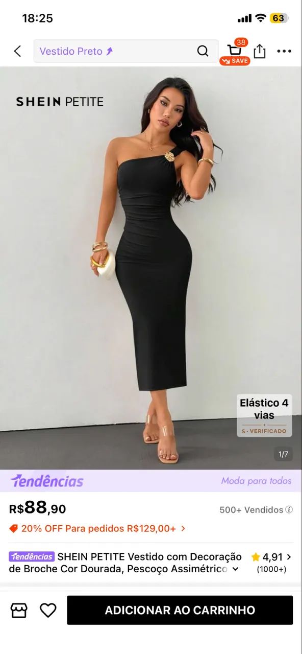 VESTIDO ELEGANTE SHEIN COM BROCHE - Foto 3