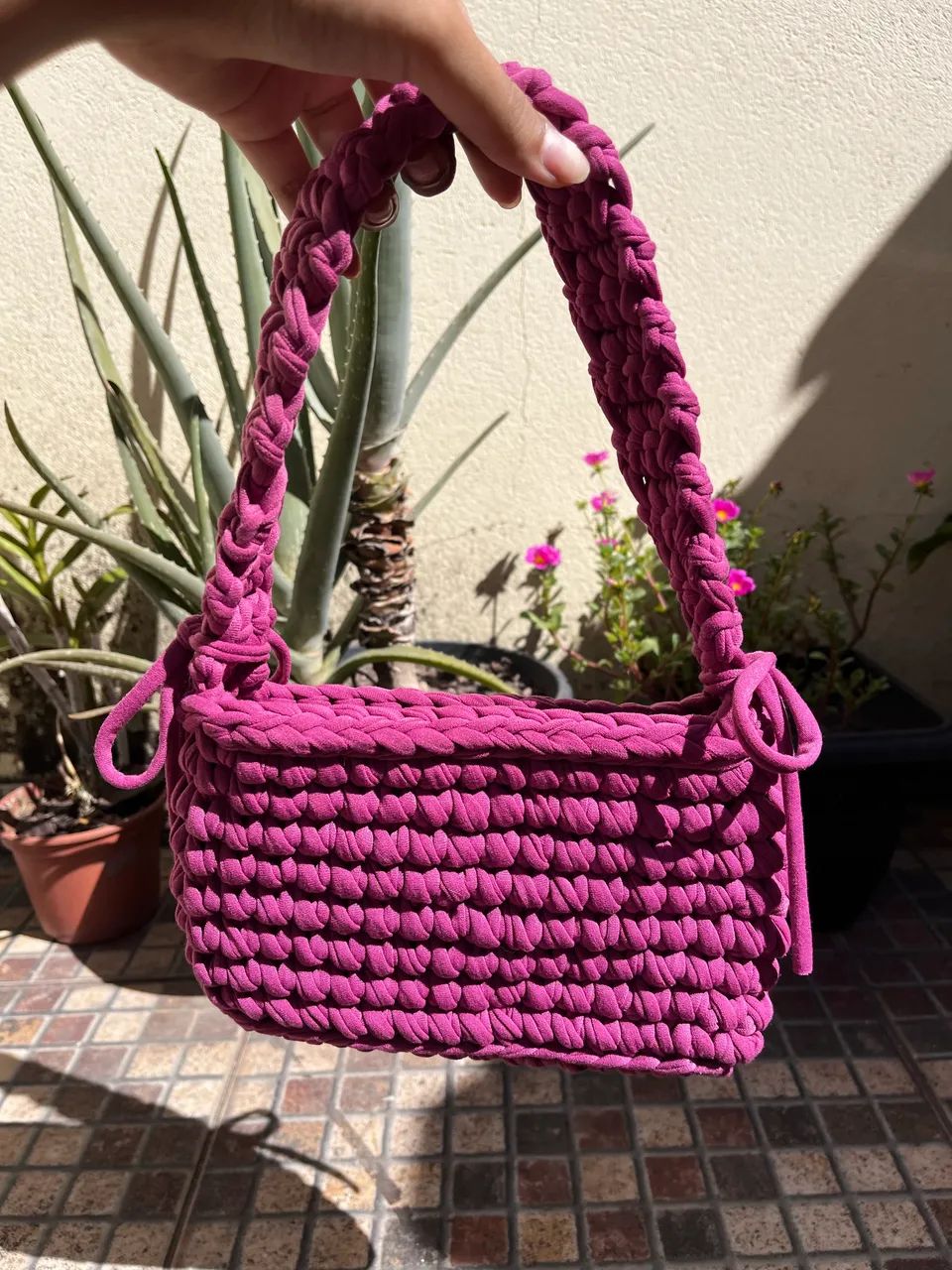 Bolsa de crochê roxa - Foto 4