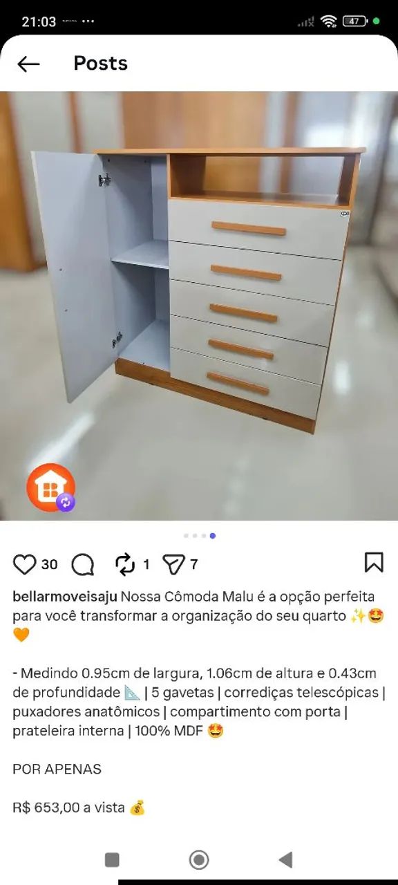 Cômoda  semi nova 350 - Foto 3