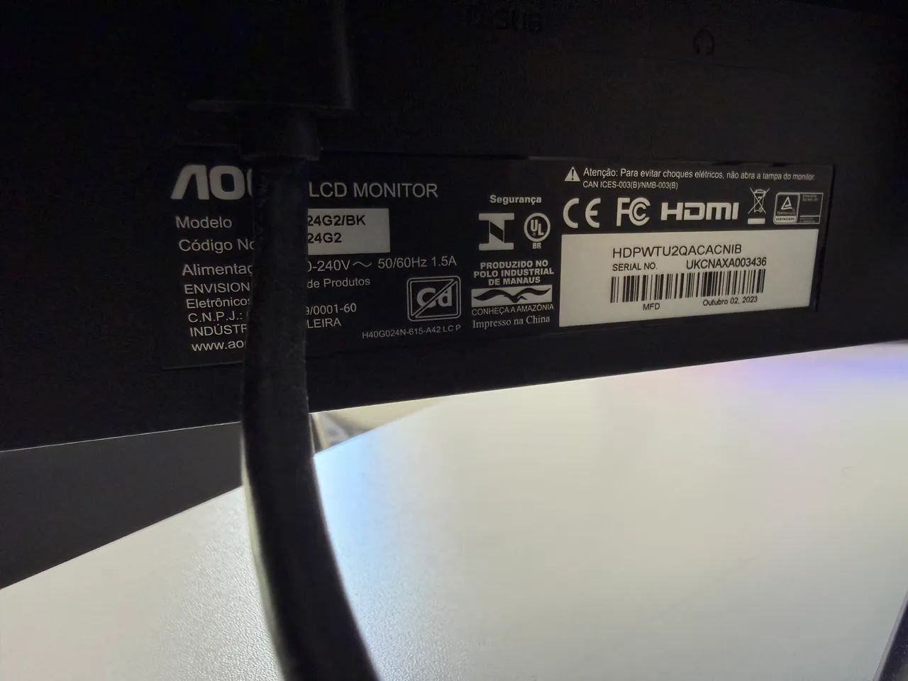 Monitor Gamer AOC 24 polegadas 144 Hz - Foto 2
