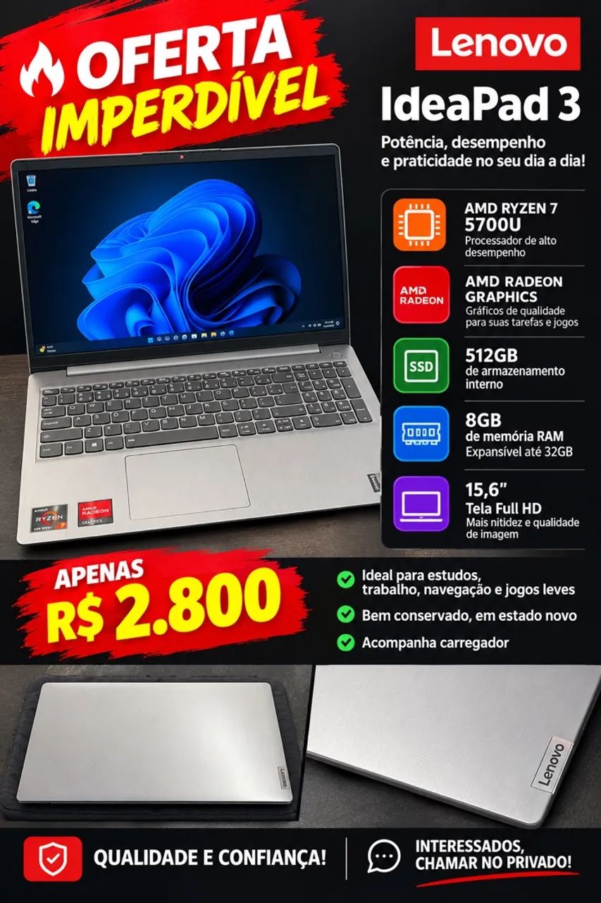 Lenovo IdeaPad3 - Estado Novo