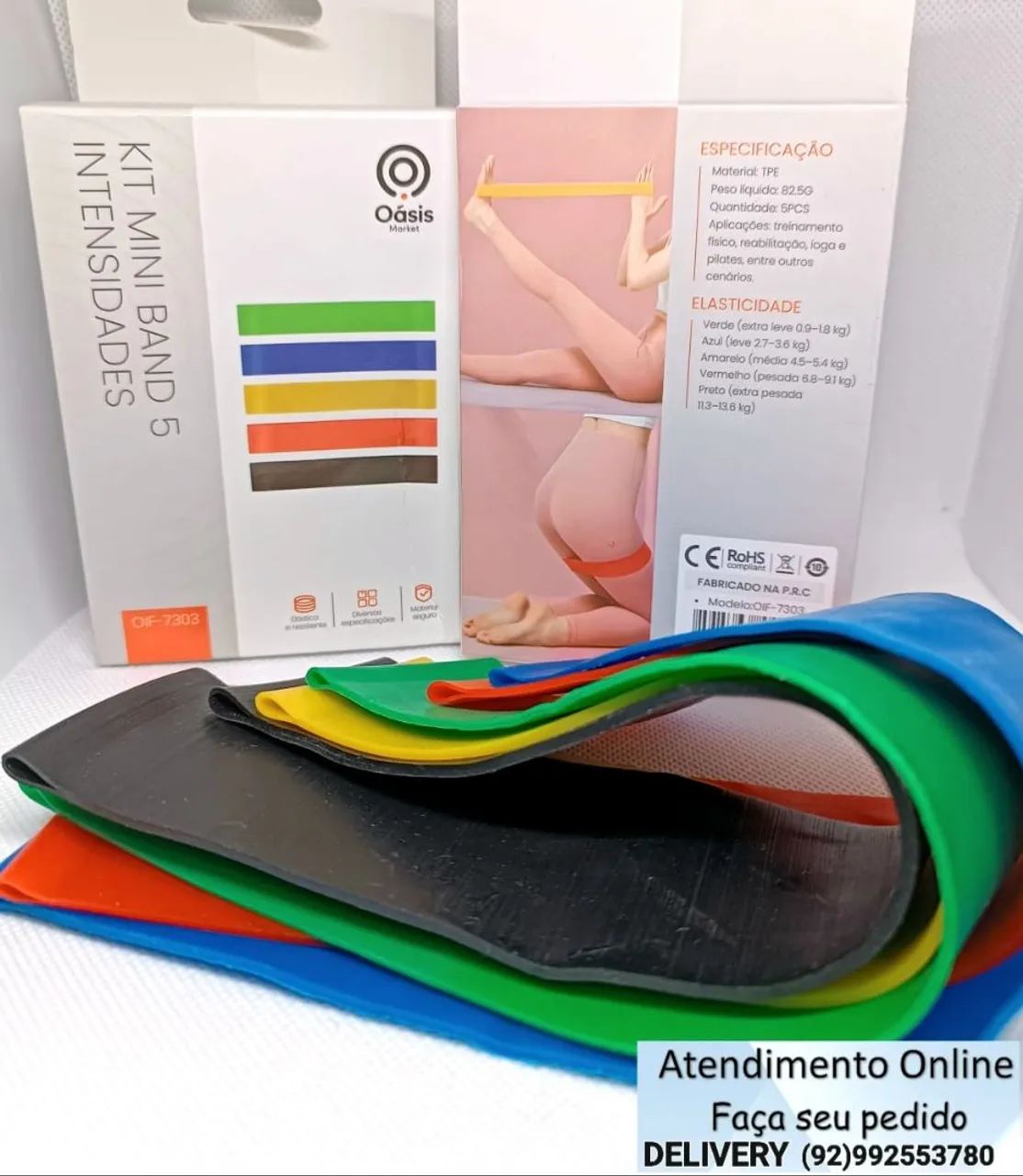 KIT C/ 5 FAIXAS ELÁSTICAS PRA EXERCÍCIOS FÍSICOS FUNCIONAL  - Foto 4