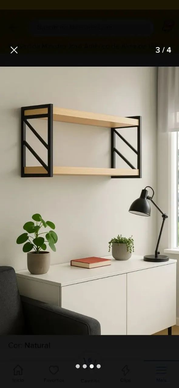 Prateleira industrial de parede 60x20