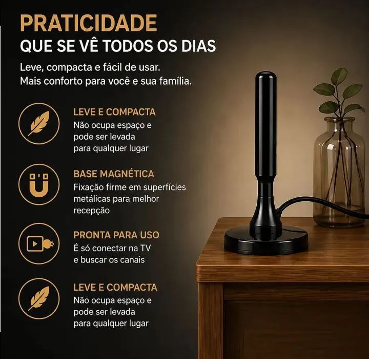 Antena tv recepção digital cabo 5 metros  - Foto 5