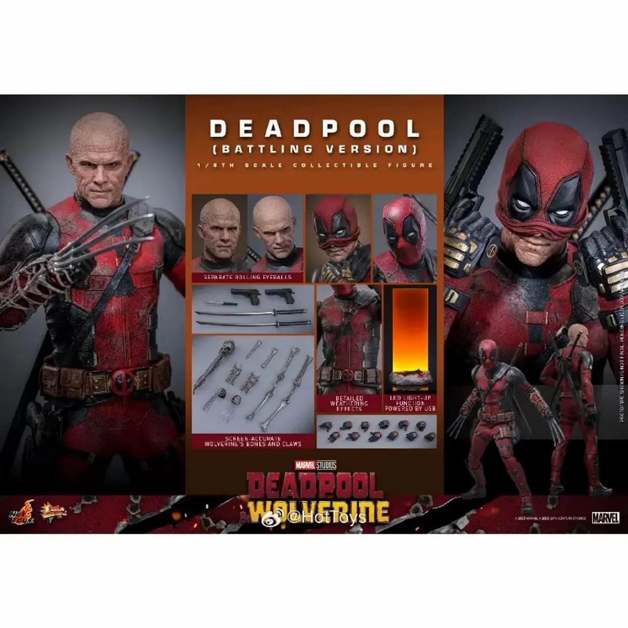 Hot Toys Deadpool x Wolverine Battle Damage - Hobbies e coleções