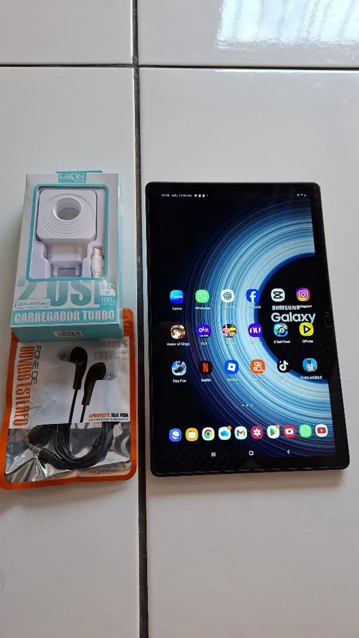Samsung Tablet Tab A7 pega chip faz ligacao 64Gbs tela de 10.4 polegadas com acessórios