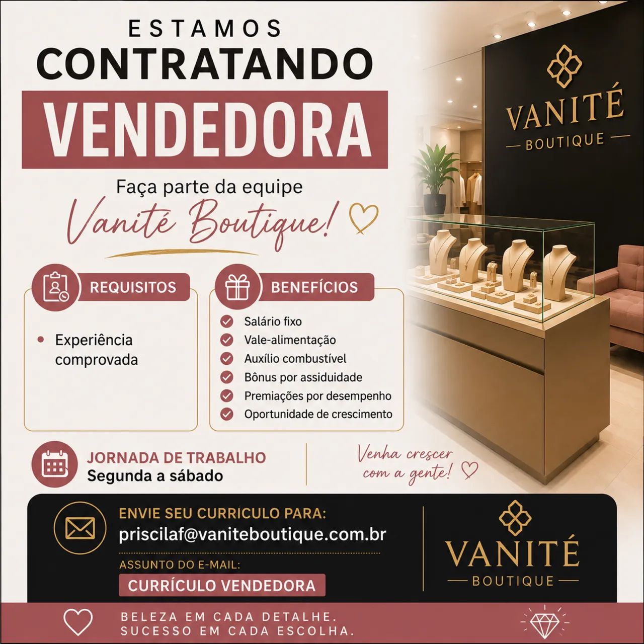 Vaga de emprego vendedora 