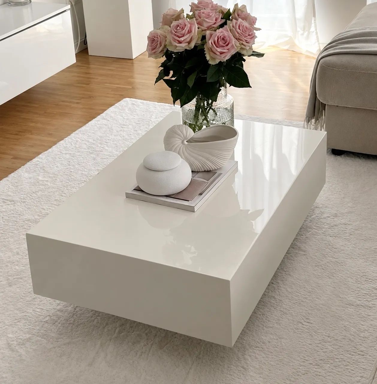 Mesa de centro vidro branco 