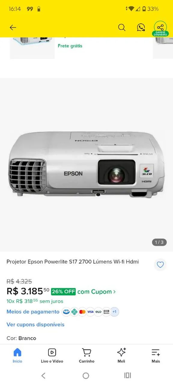 Projetor Epson Powerlight s17