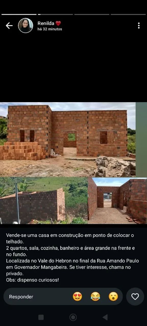 VENDO TERRENO COM CASA EM CONSTRUÇÃO 