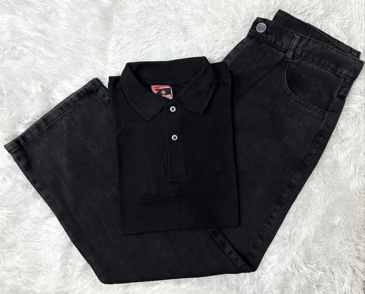 Kit Calça Balão e Camisa Polo Preta 