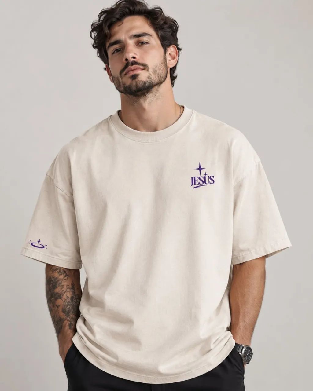 Camiseta  cristã Oversized Jesus te abençoe  - Foto 3