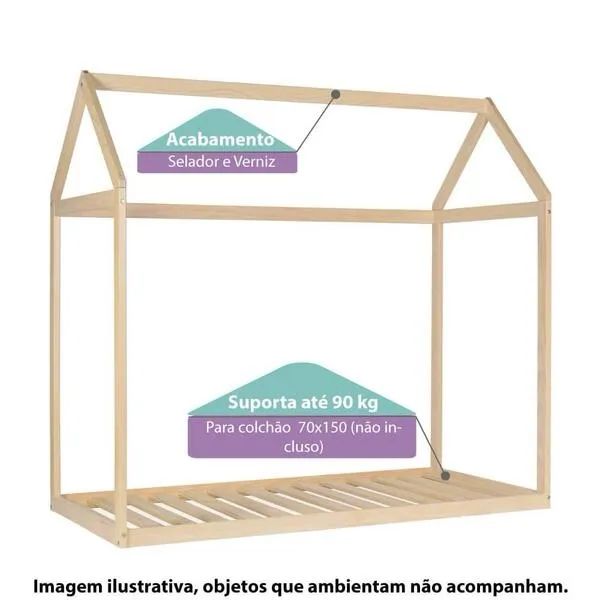 Cama infantil casinha madeira maciça - Foto 2