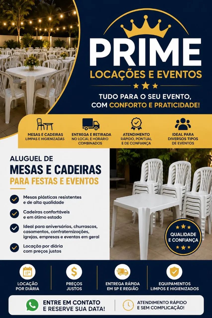 Aluguel de Mesas e Cadeiras - Entrega Rápida em São Paulo
