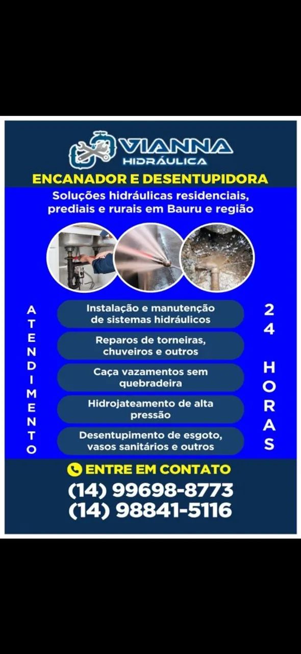 Encanador predial e residencial e desentupidora 