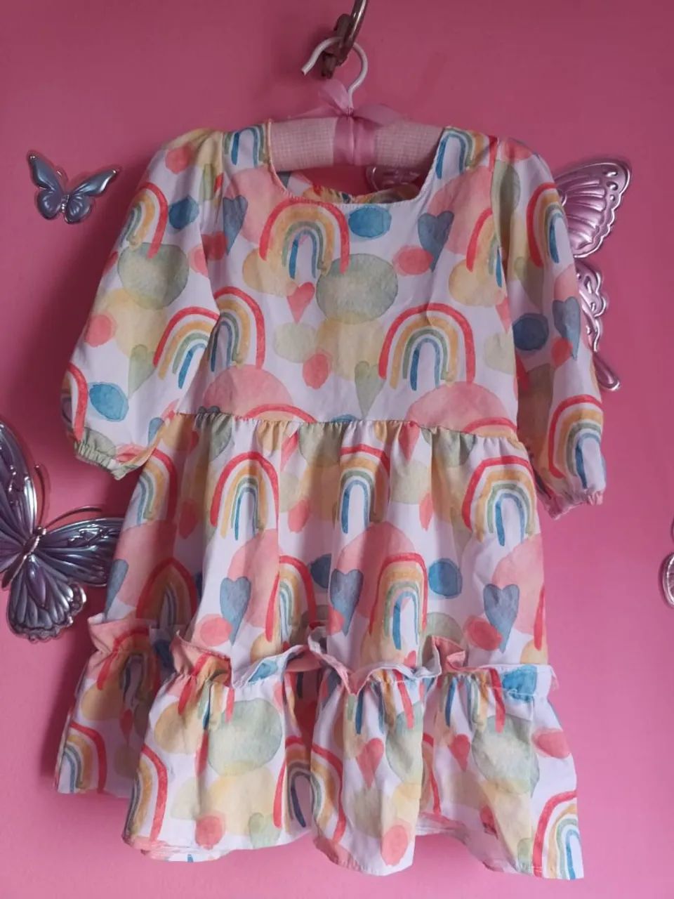 Vestido infantil arco-íris 1 a 2 anos 