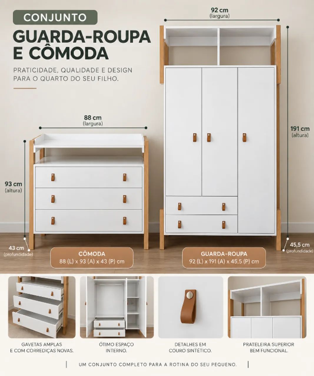 Guarda-Roupa + Cômoda Infantil (Conjunto) - Excelente Estado