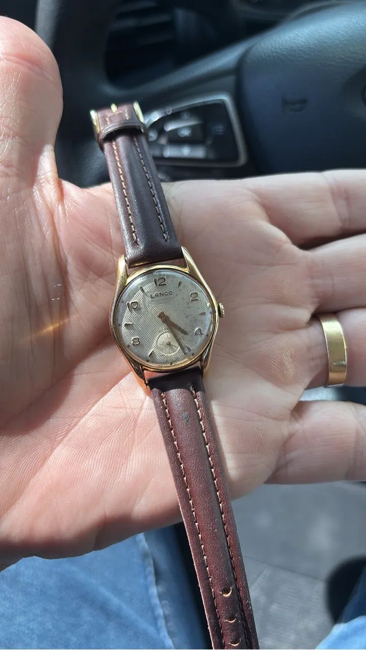 Relógio suíço Lanco de 1950 a corda banhado à ouro Revisado  - Foto 3