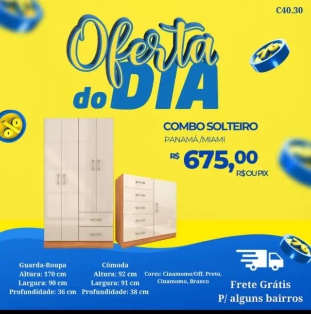 Combo solteiro - Guarda roupa+cômoda (Pague na entrega)