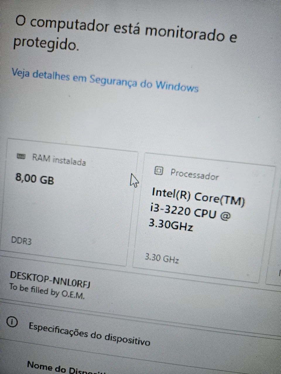 CPU core i3 de 8gb até 12x no cartão