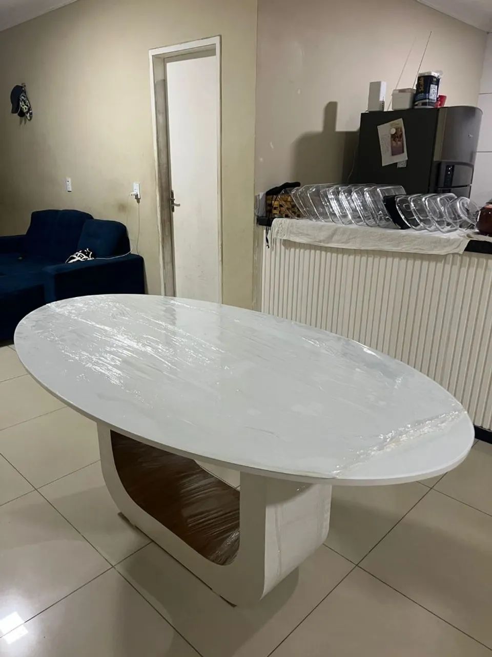 Mesa de Jantar Oval Luxo com Vidro Laqueado  - Foto 5