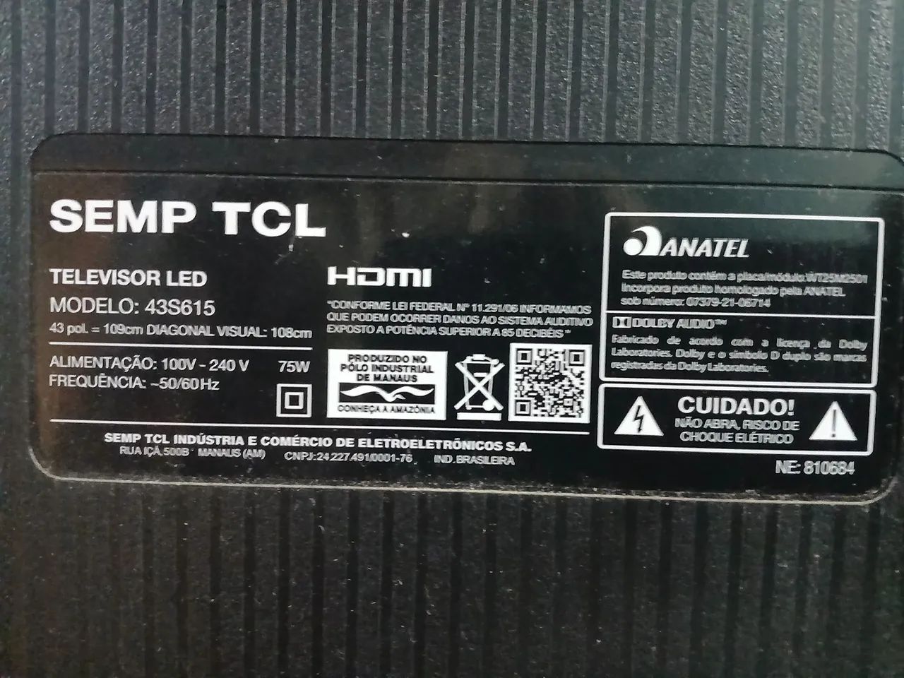 Tv tcl 43 polegadas problema no display apenas  - Foto 2