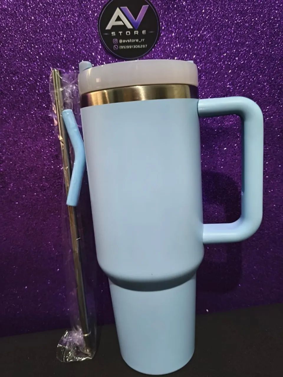 Copo término 1.2L inox com alça e canudo, qualidade premium! @avstore_rr  - Foto 4