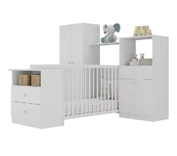 Quarto de Bebe Completo Infantil com Berço Cômoda Olívia Multimóveis Branco