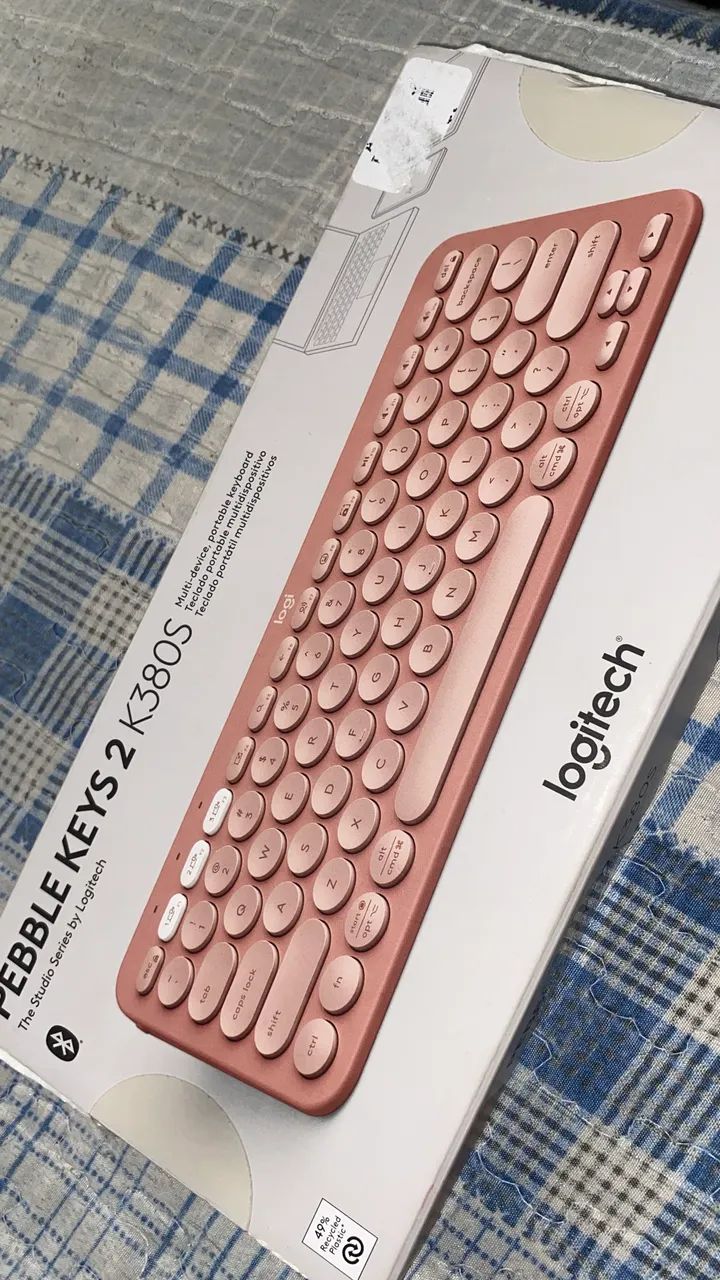 Teclado e mouse Bluetooth rosa, ótimos p/ estudos. Conecta celular, tablet e TV! ? - Foto 2