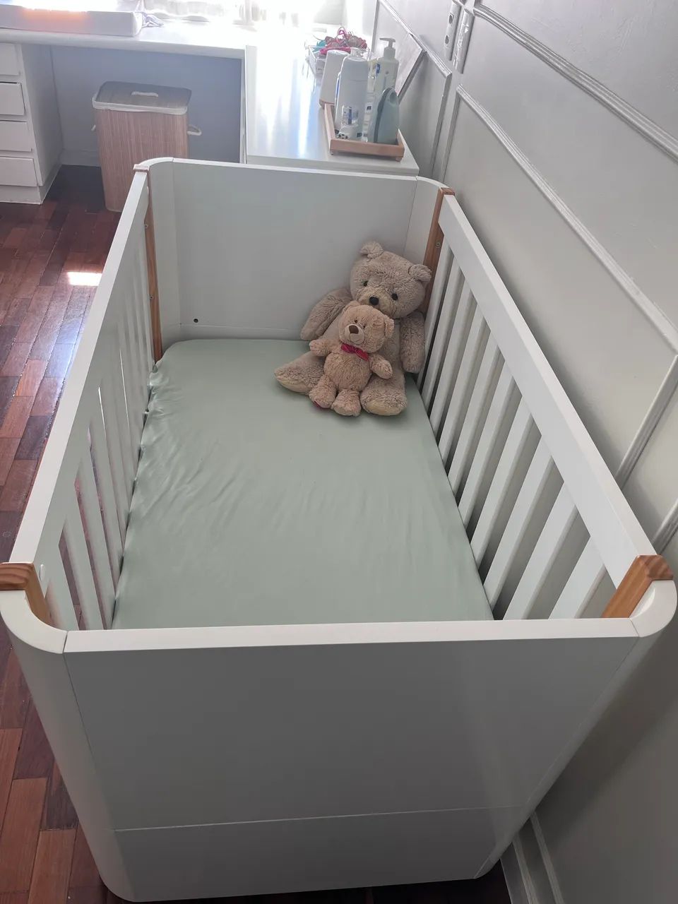 Berço Mini Cama Curvo Pina - Branco e Amêndoa 3 em 1  - Foto 3