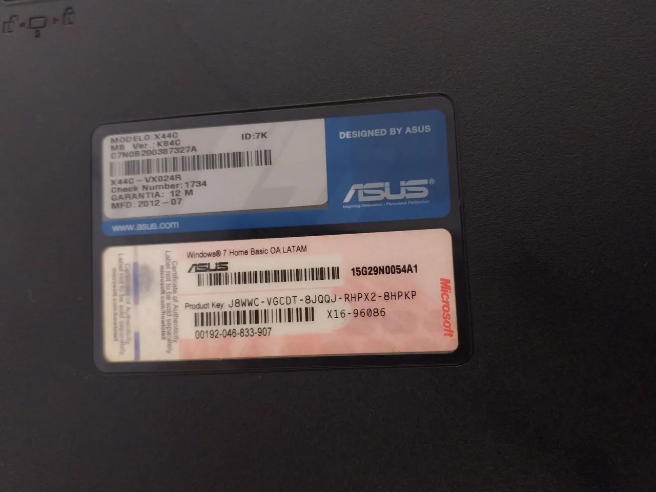 notebook asus com defeito