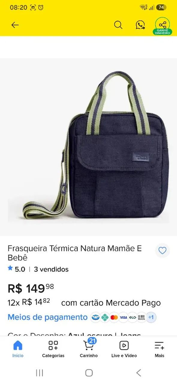 Frasqueira térmica mamãe bebe 