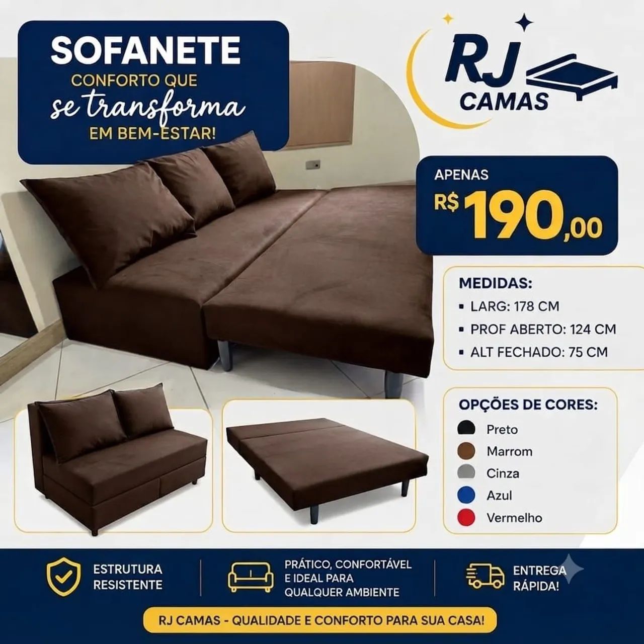 Sofanete com três almofadas, várias cores.  - Foto 4