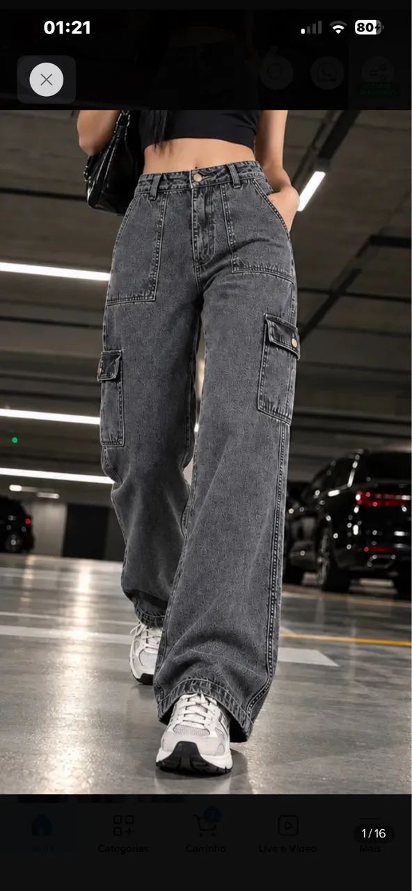 Calça cargo feminina jeans 
