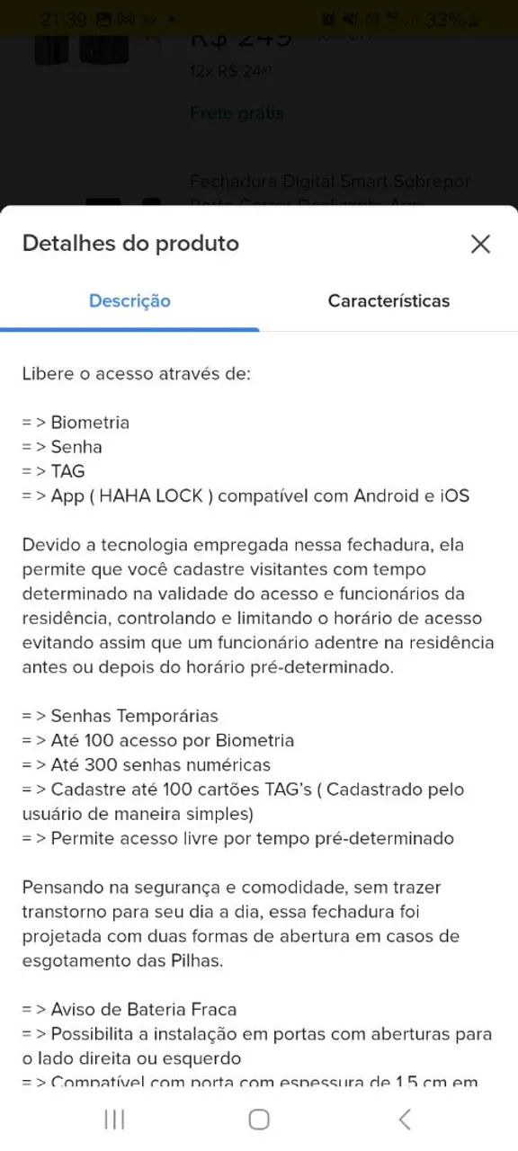 Fechadura eletrônica para porta de vidro - Foto 6