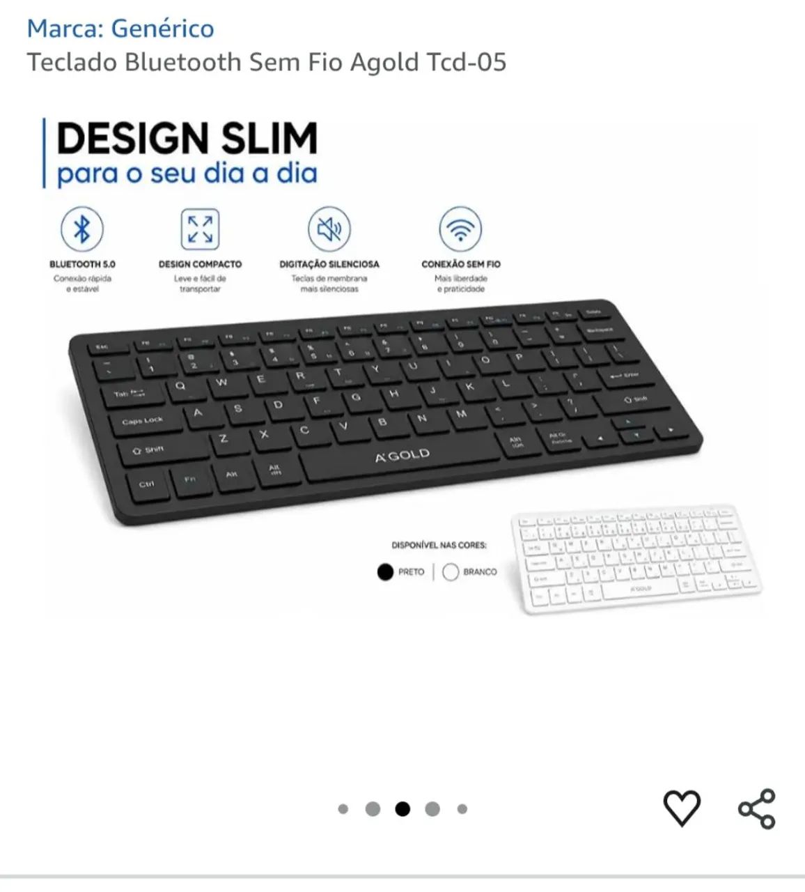 Teclado Bluetooth Sem Fio Agold Tcd-05<br> - Foto 4