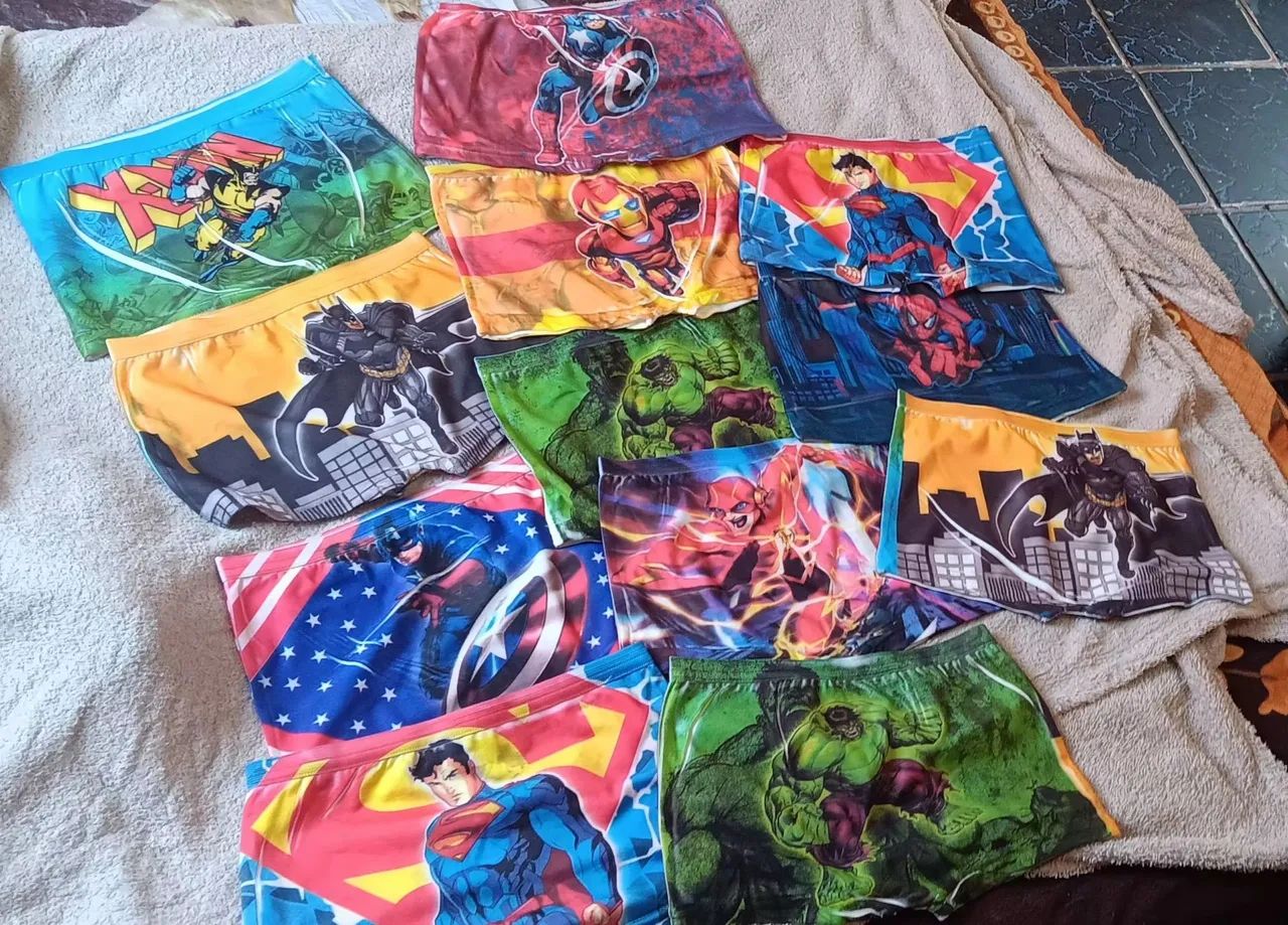 Kit 12 cuecas infantil tematica 