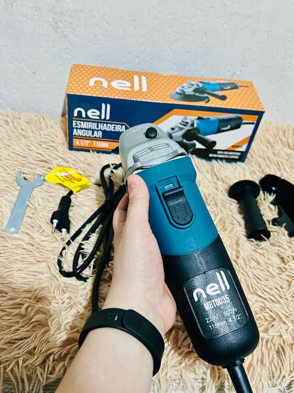 Esmerilhadeira Nell Angular 500W 4 1/2" (115mm) com Acessórios  - Foto 3