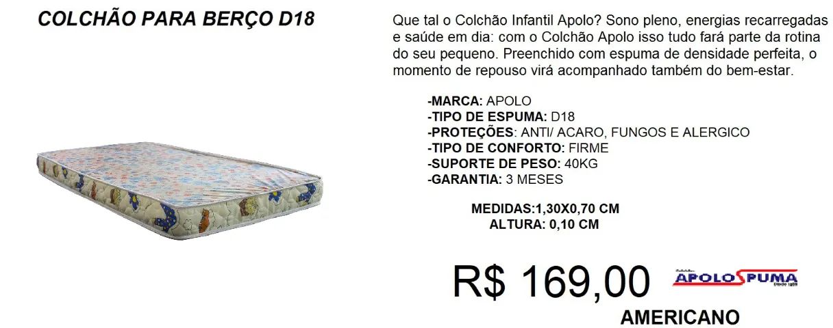 Colchão - berço - compre hoje e receba em até 72 horas 